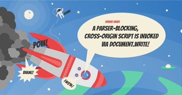 A Parser-blocking, cross-origin script is invoked via document.write